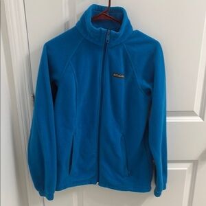 Columbia Blue Fleece Jacket with High Collar and Zip-Up Style